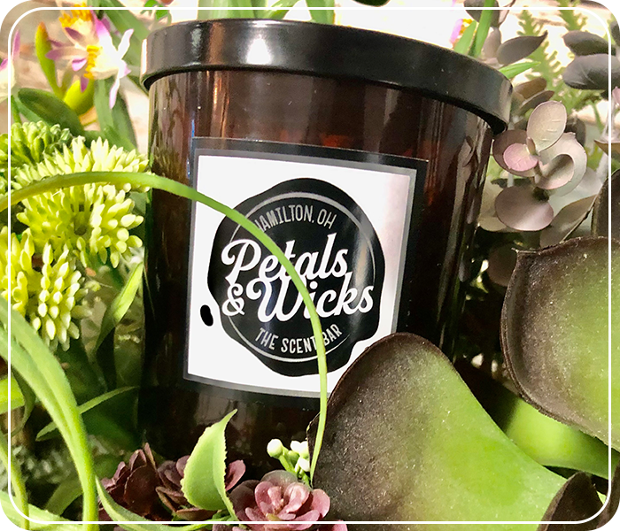 Petal&Wicks candle with plants